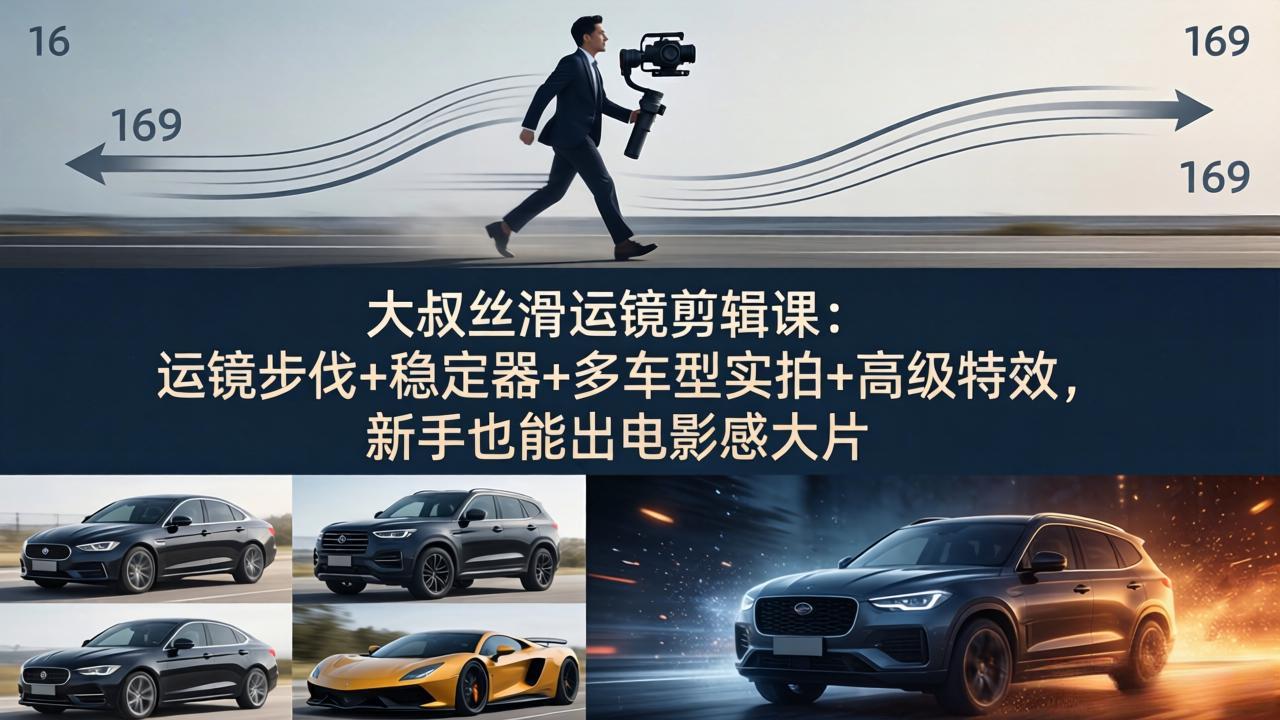 大叔丝滑运镜剪辑课：运镜步伐+稳定器+多车型实拍+高级特效，新手也能出电影感大片-HEIXMI（中国站）