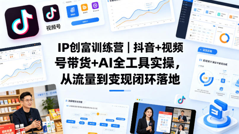 IP创富训练营｜抖音+视频号带货+AI全工具实操，从流量到变现闭环落地-HEIXMI（中国站）