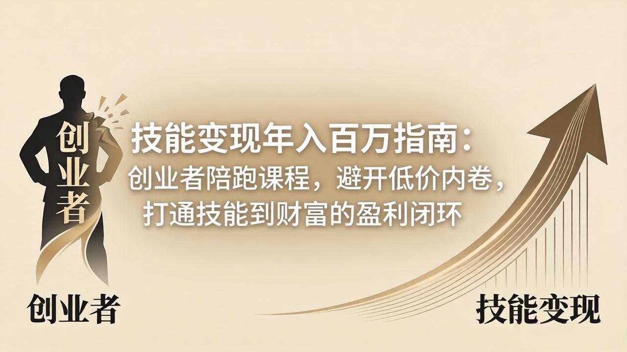 技能变现年入百万指南：创业者陪跑课程，避开低价内卷，打通技能到财富的盈利闭环-HEIXMI（中国站）