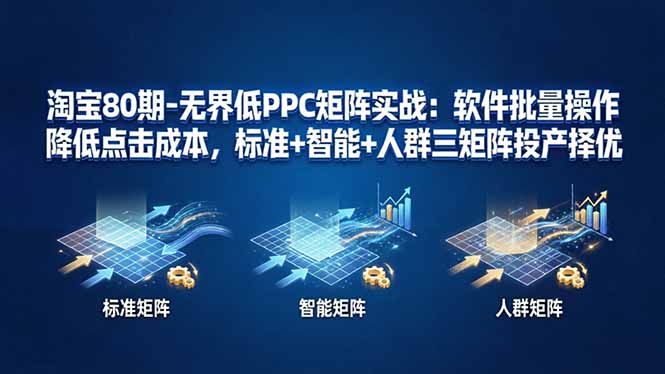 淘宝80期-无界低PPC矩阵实战：软件批量操作降低点击成本，标准+智能+人群三矩阵投产择优-HEIXMI（中国站）