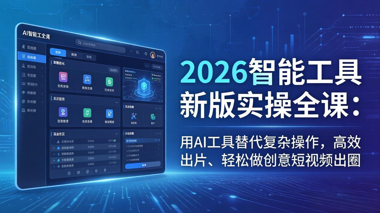2026智能工具新版实操全课：用AI工具替代复杂操作，高效出片、轻松做创意短视频出圈-HEIXMI（中国站）