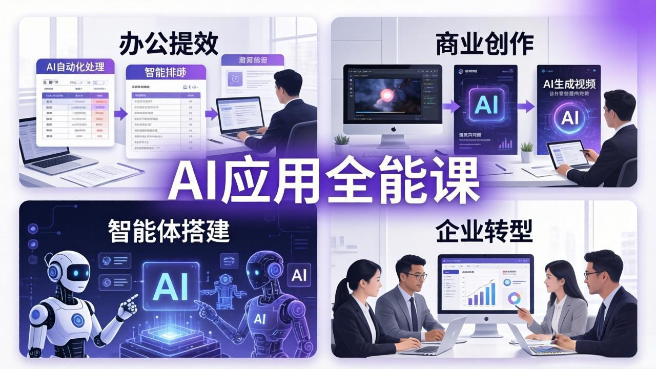 AIGC 应用师全能课-更新：办公提效、商业创作、智能体搭建、企业转型，一站式学会AI应用-HEIXMI（中国站）