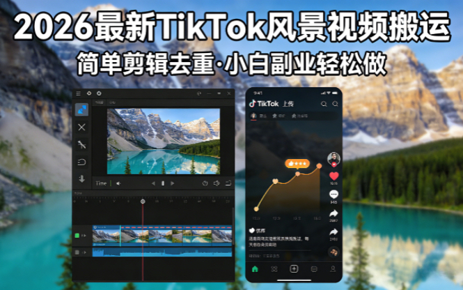 2026最新TikTok风景视频搬运简单剪辑去重小白副业月入 8000-HEIXMI（中国站）