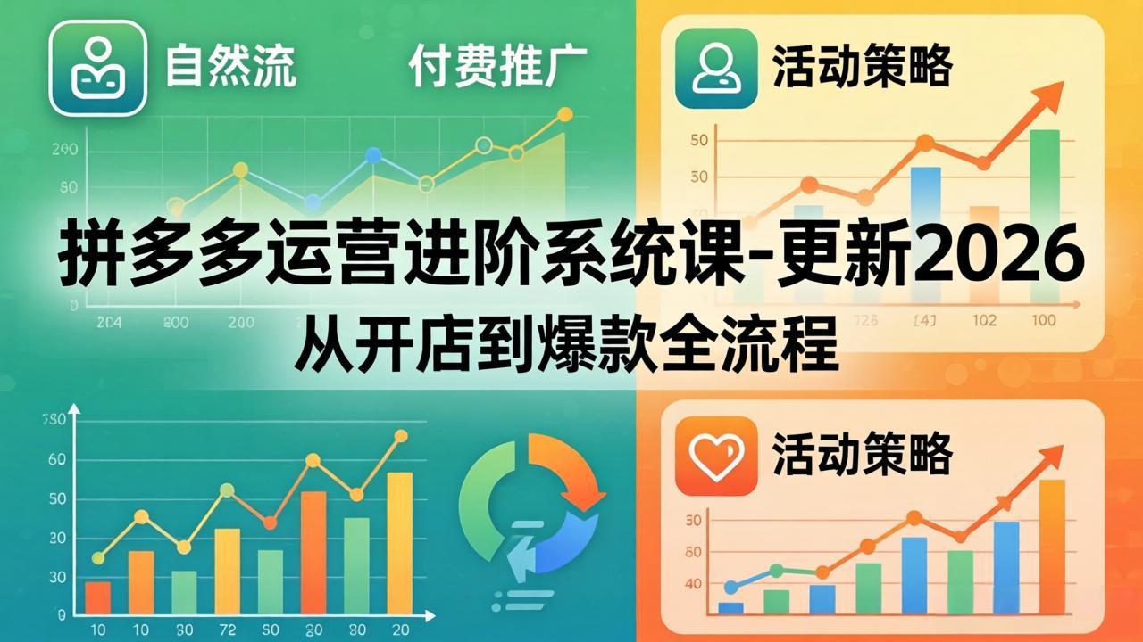 拼多多运营进阶系统课-更新2026：从开店到爆款全流程，自然流+付费推广+活动策略-HEIXMI（中国站）