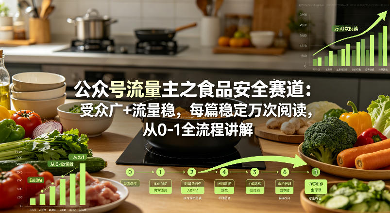 公众号流量主之食品安全赛道，受众广+流量稳，每篇作品稳定万次阅读，从0-1全流程讲解-HEIXMI（中国站）