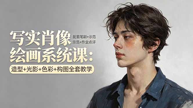 写实肖像绘画系统课：造型+光影+色彩+构图全套教学，配套笔刷+示范+作业点评-HEIXMI（中国站）