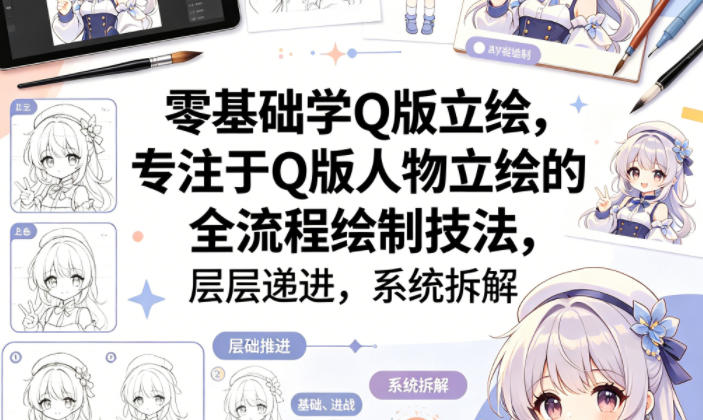 零基础学Q版立绘，专注于Q版人物立绘的全流程绘制技法，层层递进，系统拆解-HEIXMI（中国站）
