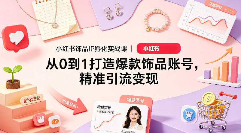 小红书饰品IP孵化实战课｜从0到1打造爆款饰品账号，精准引流变现-HEIXMI（中国站）