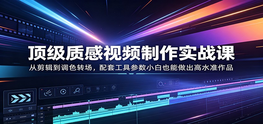 顶级质感视频制作实战课：从剪辑到调色转场，配套工具参数小白也能做出高水准作品-HEIXMI（中国站）