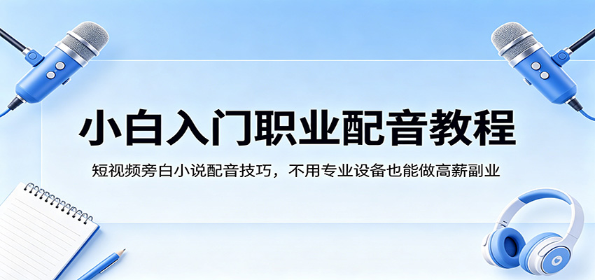 小白入门职业配音教程，短视频旁白小说配音技巧，不用专业设备也能做高薪副业-HEIXMI（中国站）