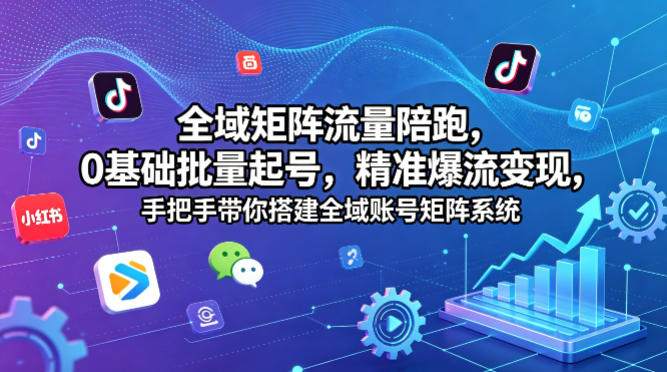全域矩阵流量陪跑，0基础批量起号，精准爆流变现，手把手带你搭建全域账号矩阵系统-HEIXMI（中国站）