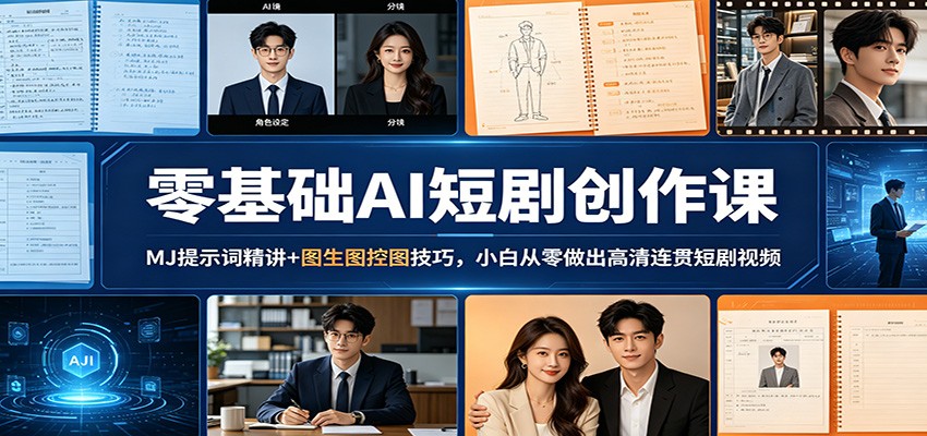 零基础AI短剧创作课：MJ提示词精讲+图生图控图技巧，小白从零做出高清连贯短剧视频-HEIXMI（中国站）