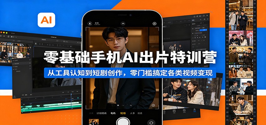 零基础手机AI出片特训营：从工具认知到短剧创作，零门槛搞定各类视频变现-HEIXMI（中国站）