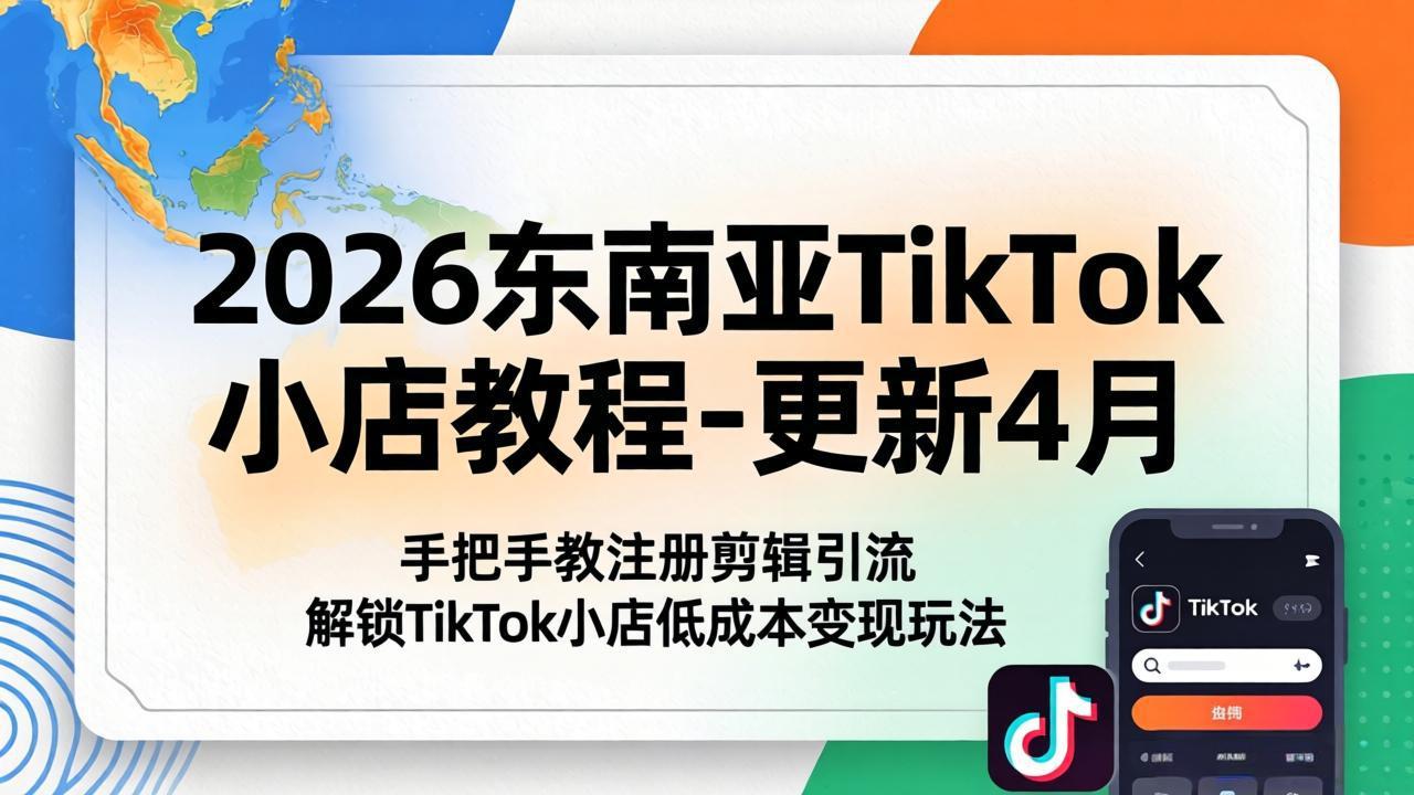 2026东南亚TikTok小店教程-更新4月，手把手教注册剪辑引流，解锁TikTok小店低成本变现玩法-HEIXMI（中国站）