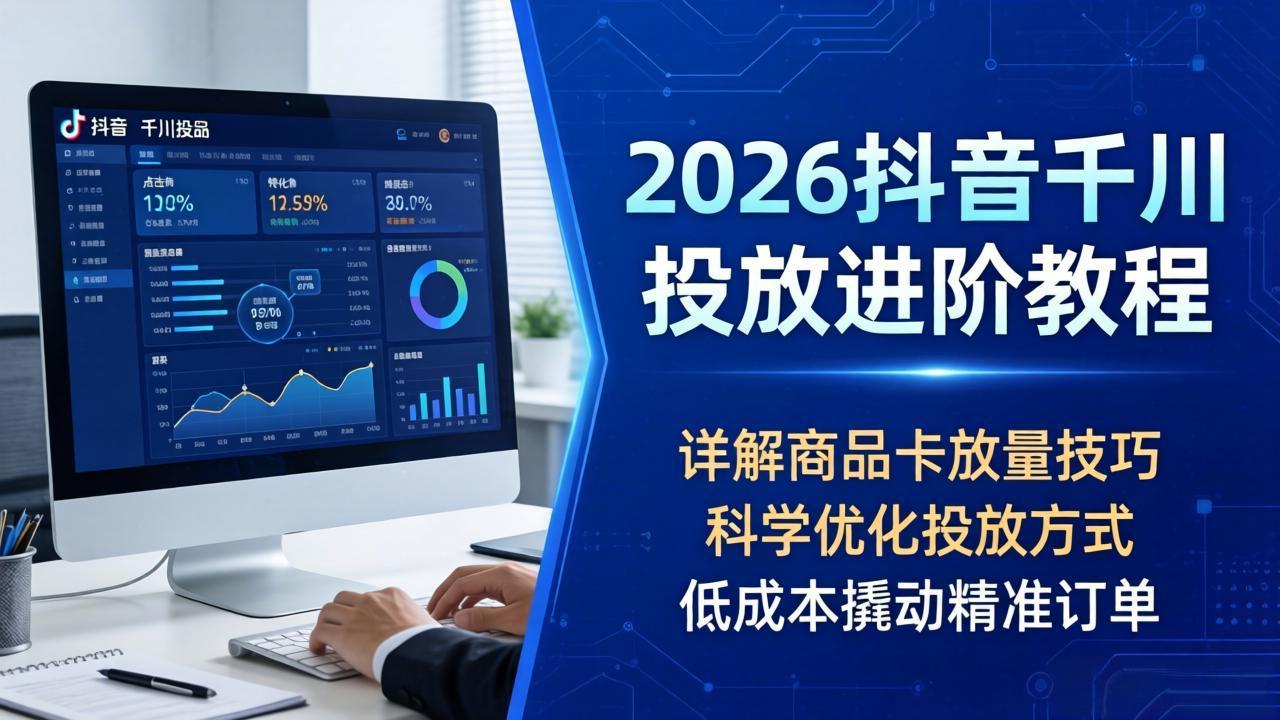 2026抖音千川投放进阶教程，详解商品卡放量技巧，科学优化投放方式，低成本撬动精准订单-HEIXMI（中国站）