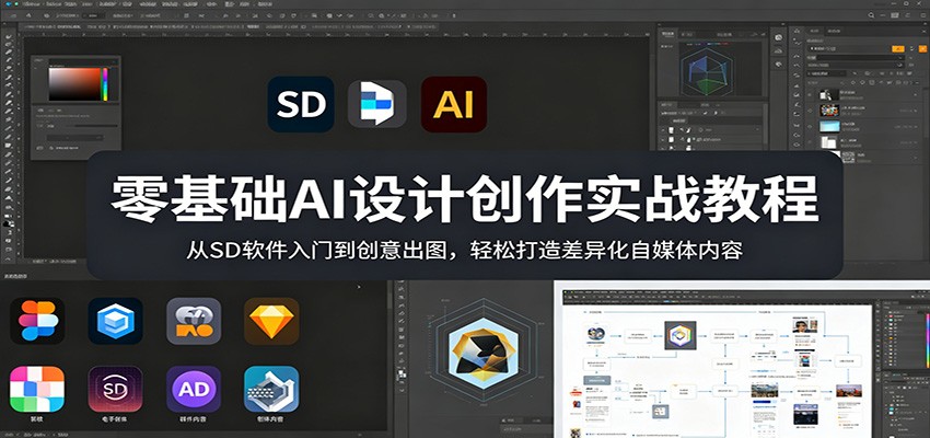 零基础AI设计创作实战教程：从SD软件入门到创意出图，轻松打造差异化自媒体内容-HEIXMI（中国站）