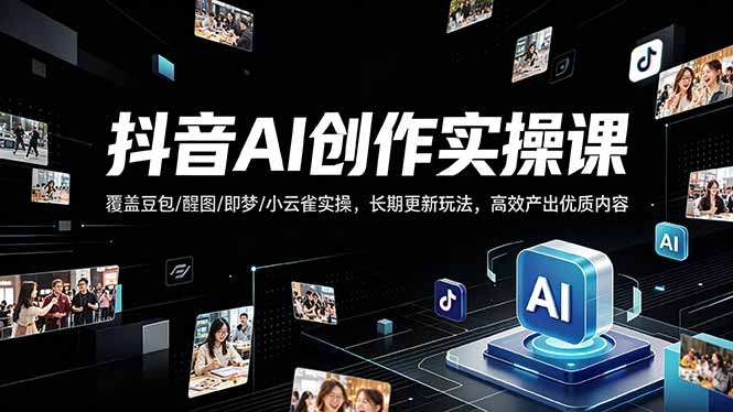 抖音AI创作变现课，覆盖豆包/醒图/即梦/小云雀实操，长期更新玩法，高效产出优质内容-HEIXMI（中国站）