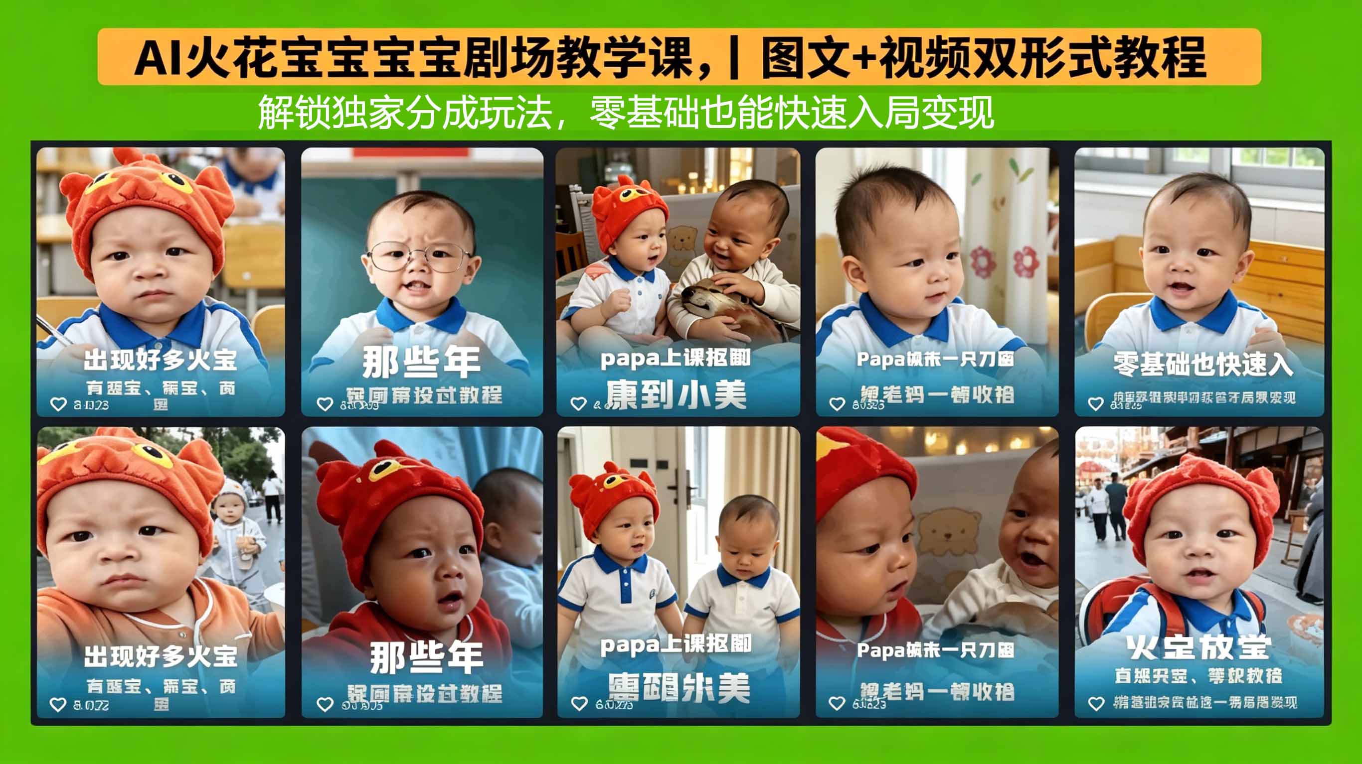 AI火花宝宝宝宝剧场教学课，图文+视频双形式教程，解锁独家分成玩法，零基础也能快速入局变现-HEIXMI（中国站）