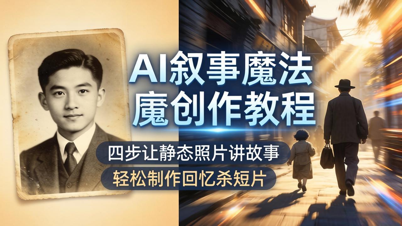 AI叙事魔法创作教程，四步让静态照片讲故事，老照片修复加动态特效，轻松制作回忆杀短片-HEIXMI（中国站）