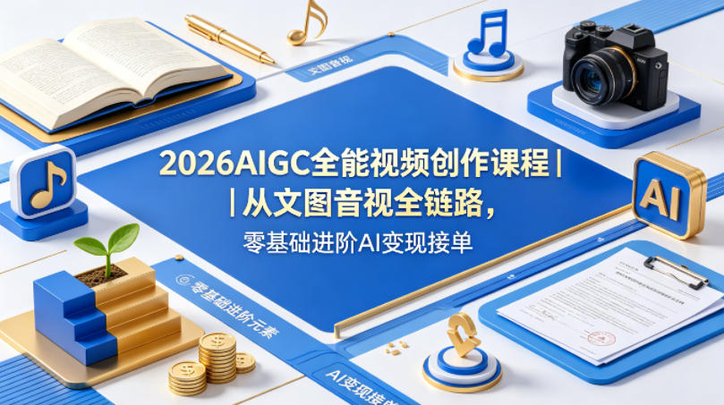 2026AIGC全能视频创作课程｜从文图音视全链路，零基础进阶AI变现接单-HEIXMI（中国站）