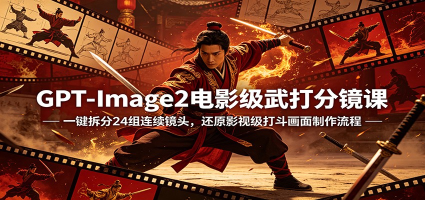 GPT-Image2电影级武打分镜课：一键拆分24组连续镜头，还原影视级打斗画面制作流程-HEIXMI（中国站）
