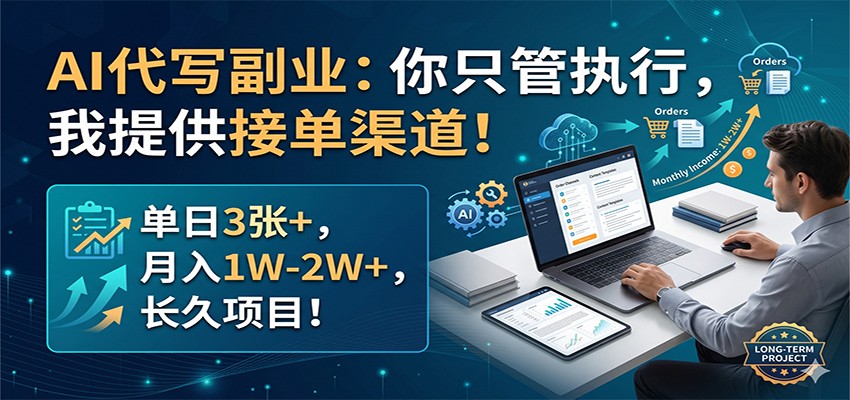 AI代写副业：你只管执行，我提供接单渠道！单日3张+，月入1W-2W+，长久项目-HEIXMI（中国站）