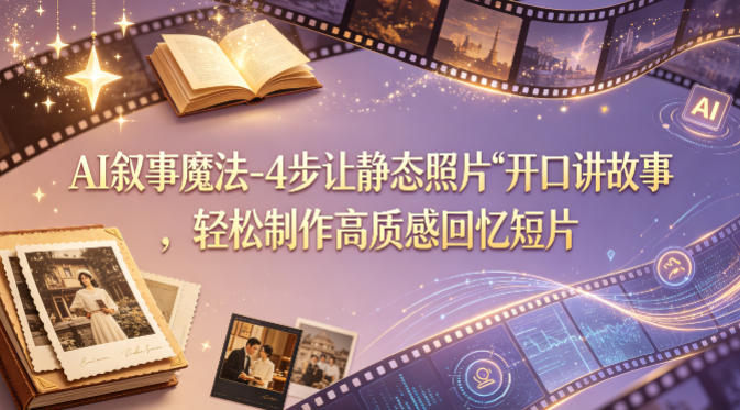 AI叙事魔法-4步让静态照片“开口讲故事”，轻松制作高质感回忆短片-HEIXMI（中国站）