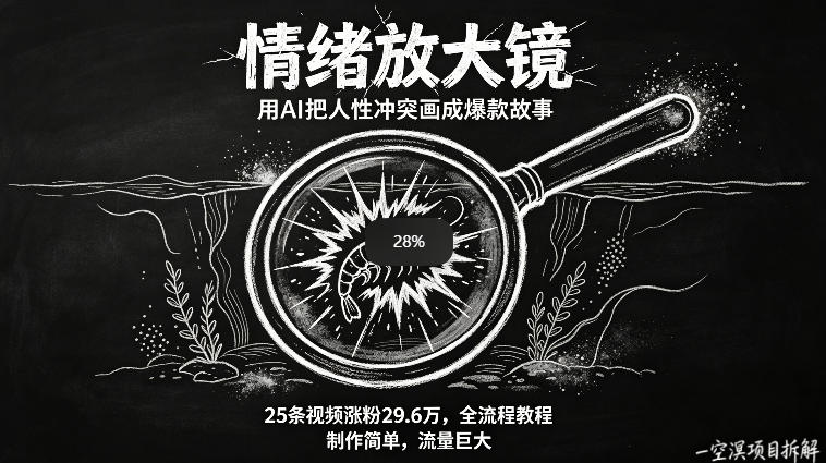 AI制作“情绪放大镜“视频，25条视频涨粉29.6W粉，流量巨大，制作简单，全流程教程-HEIXMI（中国站）