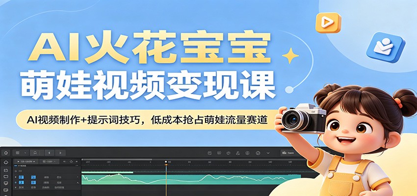 AI火花宝宝萌娃视频变现课：AI视频制作+提示词技巧，低成本抢占萌娃流量赛道-HEIXMI（中国站）