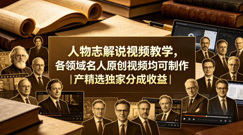 人物志解说视频教学，各领域名人原创视频均可制作丨精选独家分成收益(更新0430)-HEIXMI（中国站）
