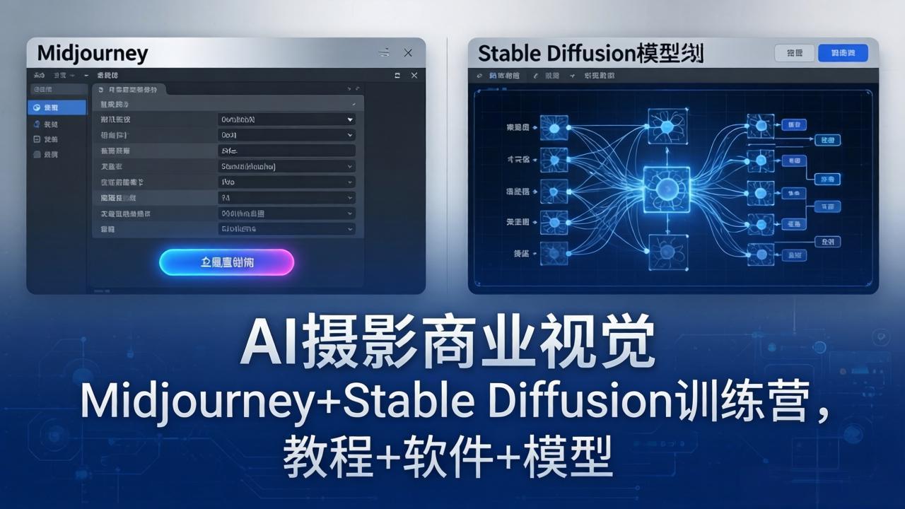 AI摄影商业视觉Midjourney+Stable Diffusion训练营，教程+软件+模型-HEIXMI（中国站）