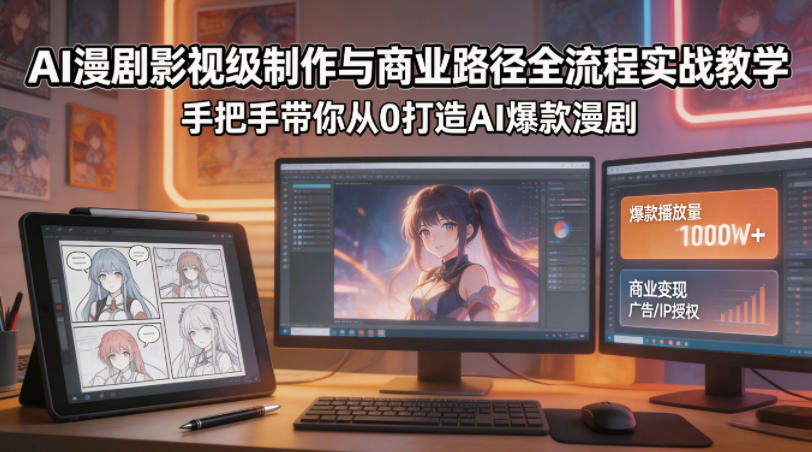 AI漫剧影视级制作与商业路径全流程实战教学，手带你从0打造AI爆款漫剧-HEIXMI（中国站）