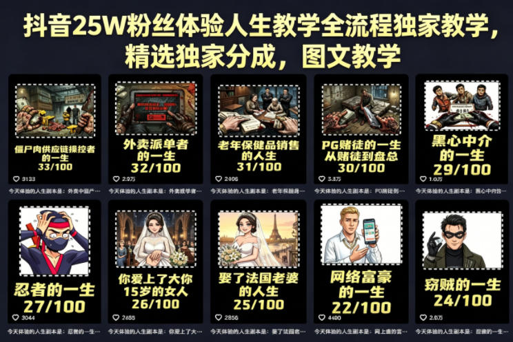 抖音25W粉丝体验人生教学全流程独家教学，精选独家分成，图文教学-HEIXMI（中国站）