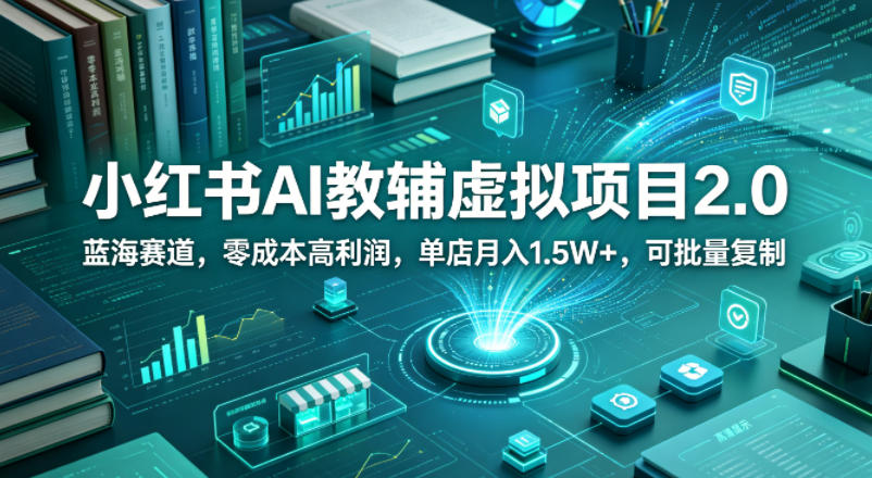 小红书AI教辅虚拟项目2.0，蓝海赛道，零成本高利润，单店月入1.5W+，可批量复制-HEIXMI（中国站）