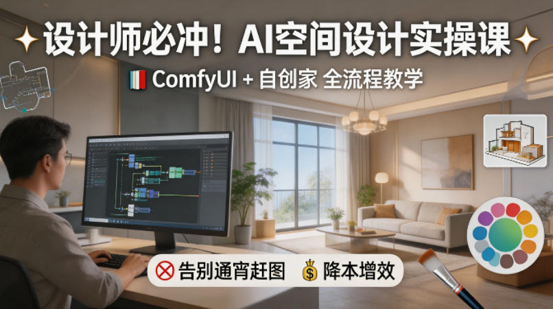 设计师必冲！AI空间设计实操课，ComfyUI+自创家全教学，告别通宵赶图，降本增效-HEIXMI（中国站）