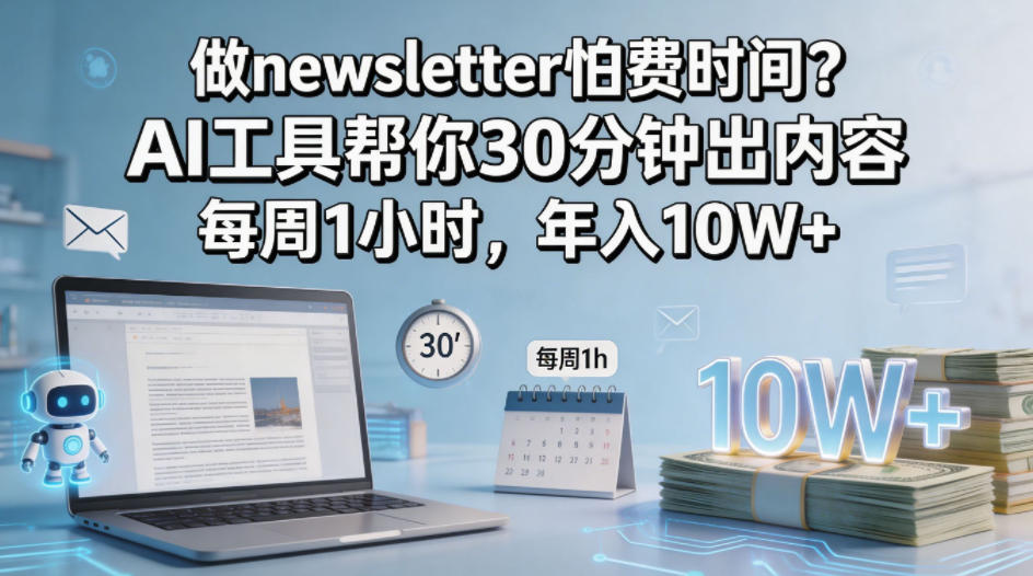 做newsletter怕费时间？AI工具帮你30分钟出内容，每周1小时，年入10W+！【原创双语字幕】-HEIXMI（中国站）