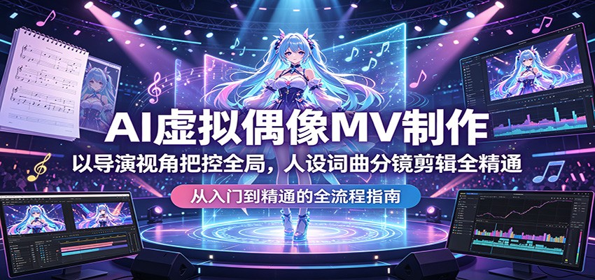 AI虚拟偶像MV制作：以导演视角把控全局，人设词曲分镜剪辑全精通-HEIXMI（中国站）