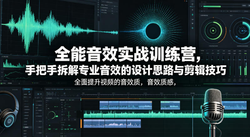 全能音效实战训练营，手把手拆解专业音效的设计思路与剪辑技巧，全面提升视频的音效质感-HEIXMI（中国站）