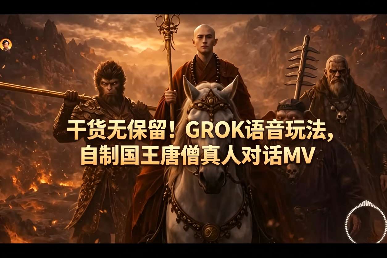 干货无保留！GROK语音玩法，自制国王唐僧真人对话MV-HEIXMI（中国站）