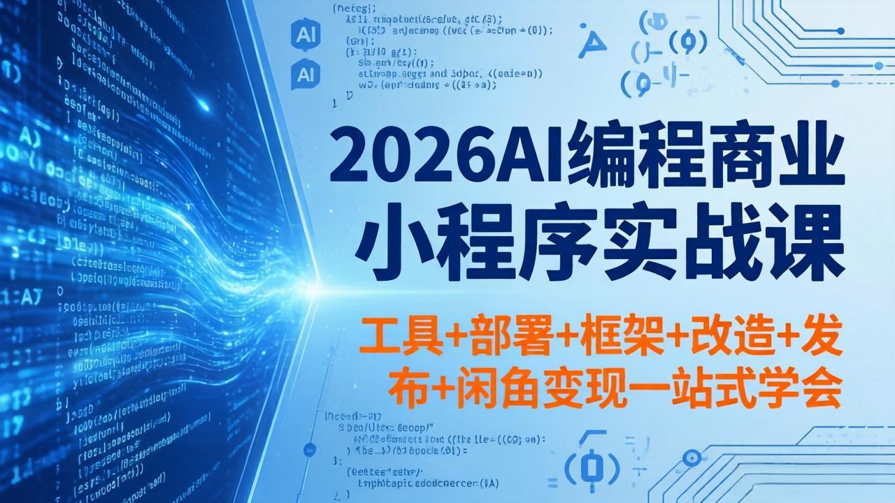 2026AI编程商业小程序实战课，工具+部署+框架+改造+发布+闲鱼变现一站式学会-HEIXMI（中国站）