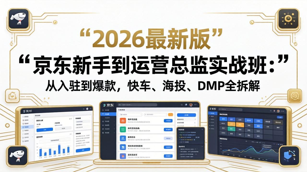 京东新手到运营总监实战班：从入驻到爆款，快车、海投、DMP全拆解，2026最新版-HEIXMI（中国站）