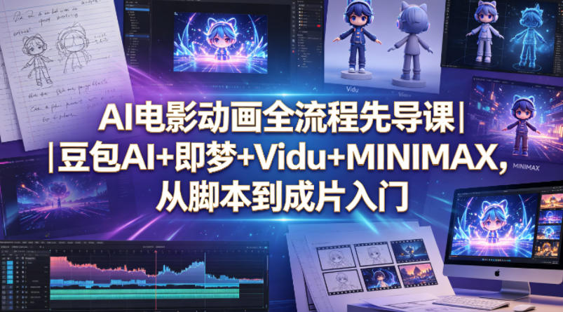 AI电影动画全流程先导课｜豆包AI+即梦+Vidu+MINIMAX，从脚本到成片入门-HEIXMI（中国站）