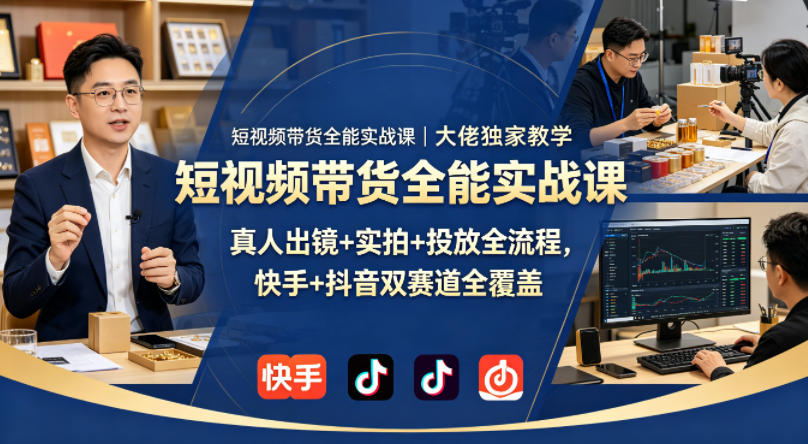 短视频带货全能实战课｜大佬独家教学，真人出镜+实拍+投放全流程，快手+抖音双赛道全覆盖-HEIXMI（中国站）
