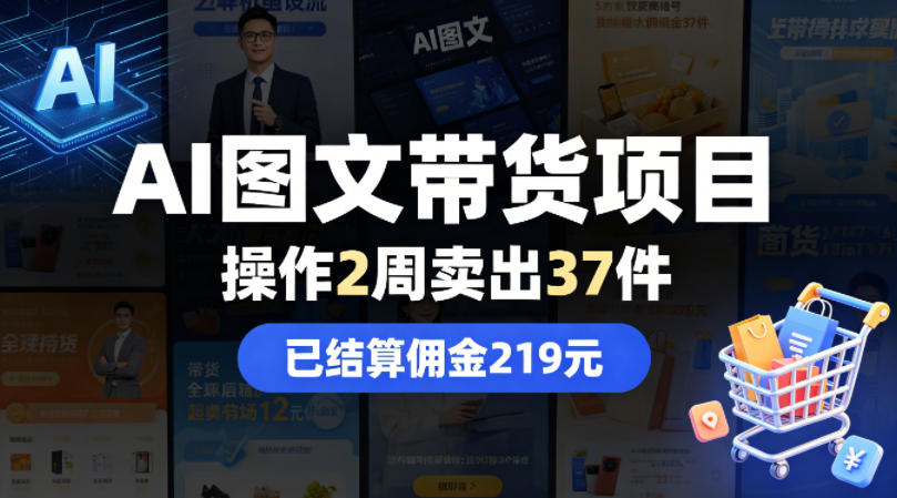 AI图文带货项目，操作2周卖出37件，已结算佣金219-HEIXMI（中国站）