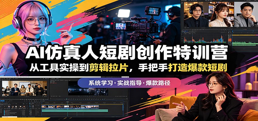 AI仿真人短剧创作特训营：从工具实操到剪辑拉片，手把手打造爆款短剧-HEIXMI（中国站）