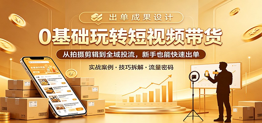 0基础玩转短视频带货：从拍摄剪辑到全域投流，新手也能快速出单-HEIXMI（中国站）
