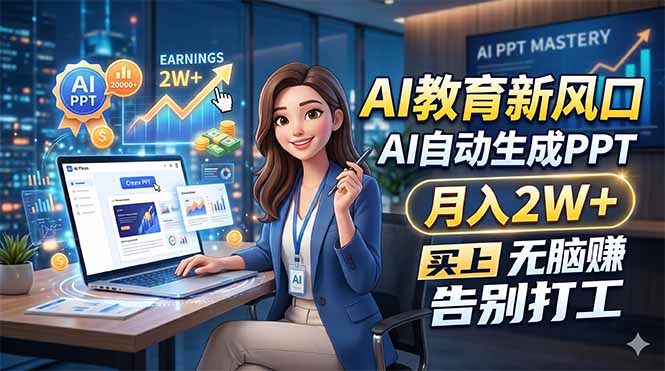 AI教育新风口，AI自动生成PPT，月入2W+，无脑赚，告别打工-HEIXMI（中国站）