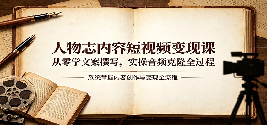 人物志内容短视频变现课：从零学文案撰写，实操音频克隆全过程-HEIXMI（中国站）