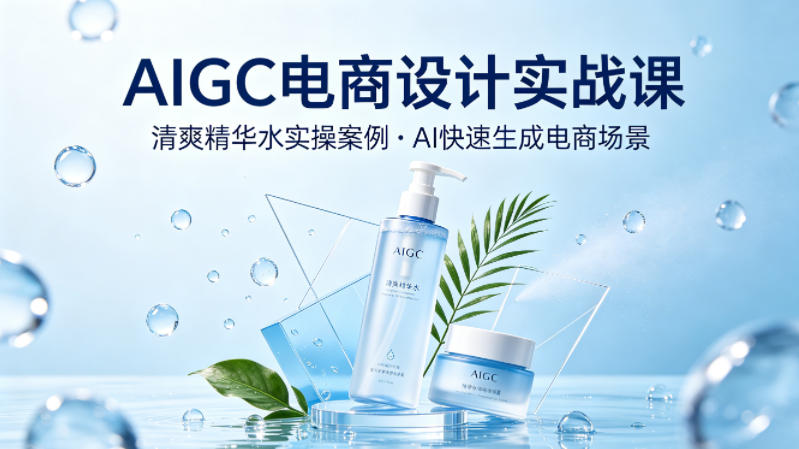 AIGC电商设计实战课，以清爽精华水为实操案例，教你用AI快速生成电商场景-HEIXMI（中国站）