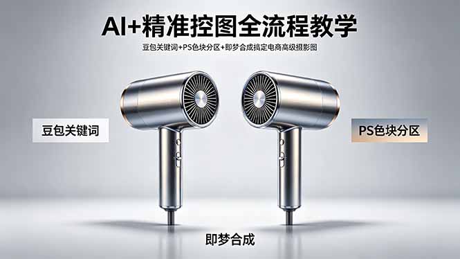 AI+精准控图全流程教学 豆包关键词+PS色块分区+即梦合成搞定电商高级摄影图-HEIXMI（中国站）